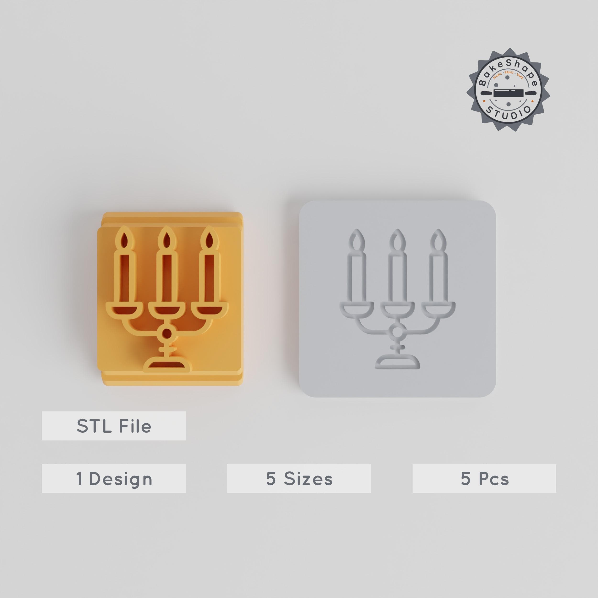 Festive Candle Stamp Tile Set, 5 Motif Sizes 20-40mm, Perfect for Clay, Fondant & Cookies, Christmas & Holiday Designs PRODUCT_3794 3d model
