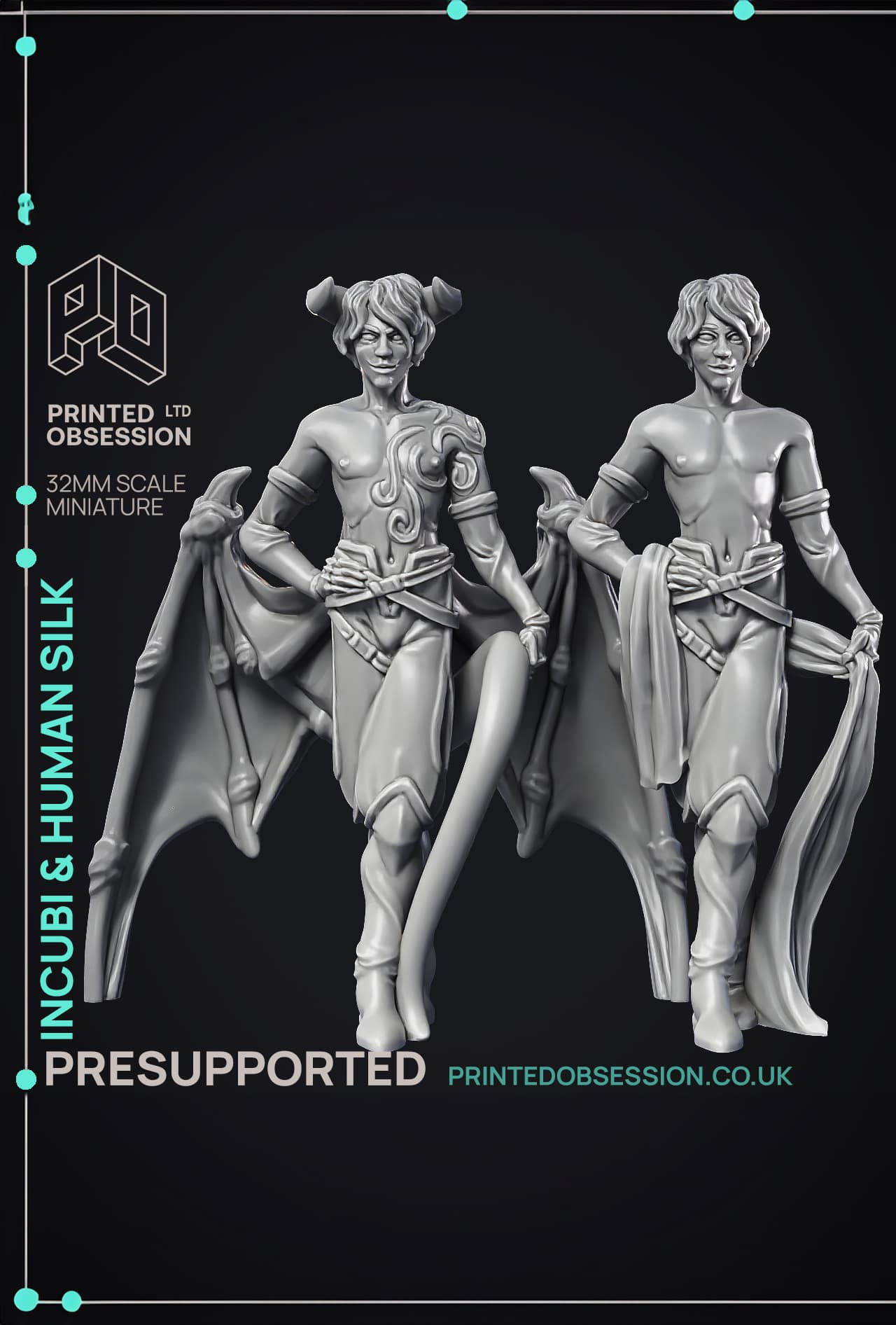 Incubi & human 'silk' - lesser demon - PRESUPPORTED - Hell Hath No Fury - 32mm scale 3d model