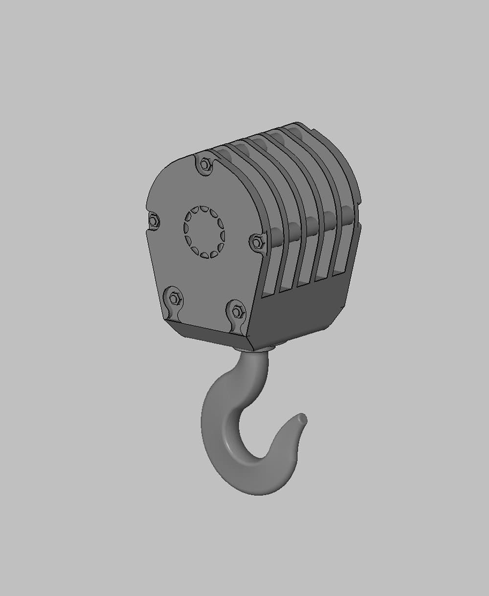 McKissick 250 Ton 5 Shave Hookblock standard hook.stl 3d model