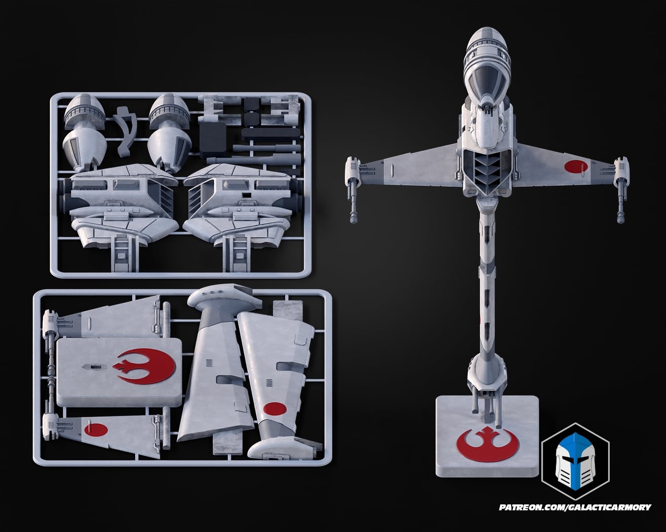 B-Wing Vehicle Kit Card - 3D Print Files 3d model