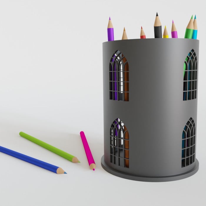 Gothic pencil holder 3d model