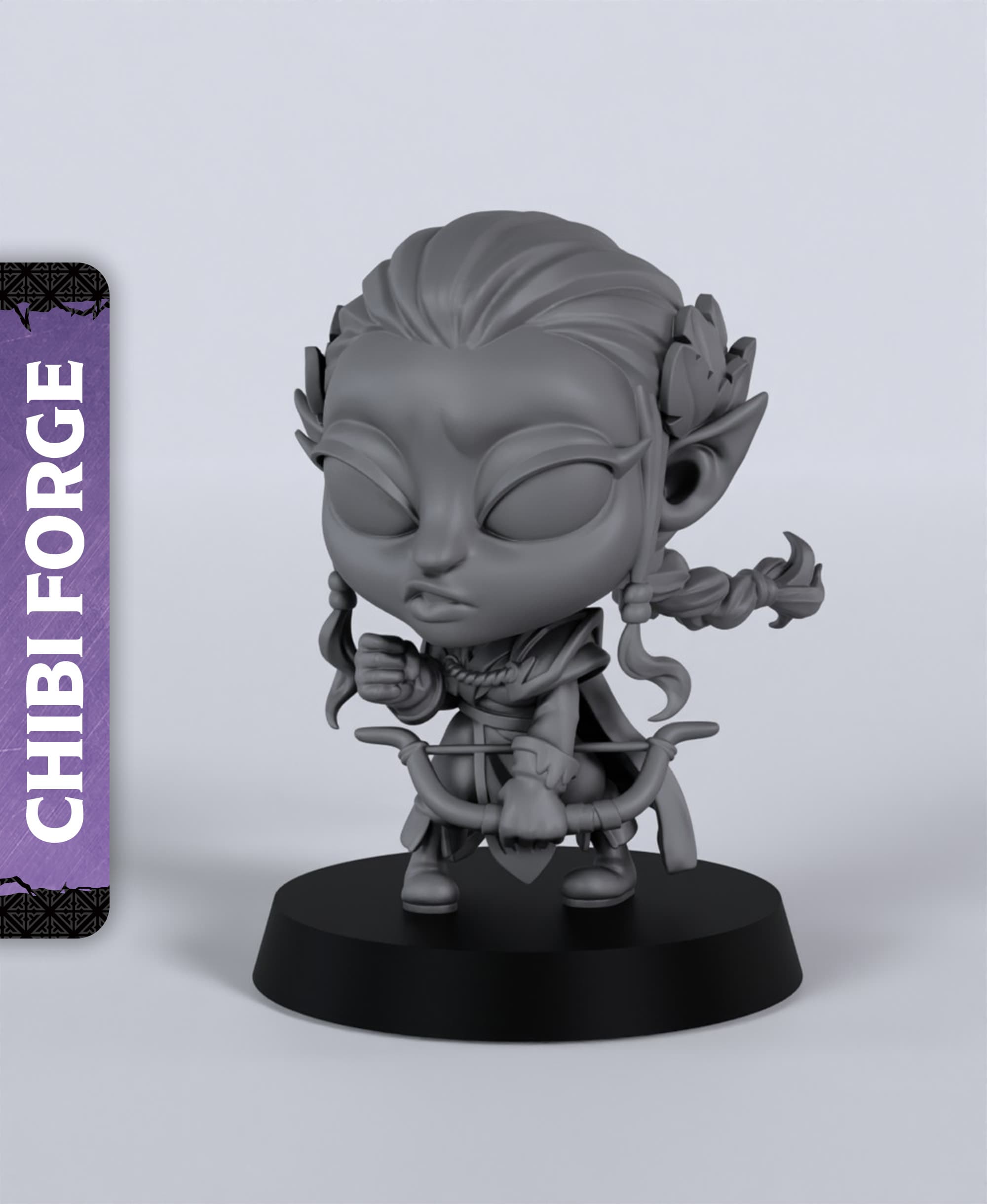 Chibi Female Elf Ranger - With Free Dragon - 5e DnD Inspired for RPG and Wargamers 3d model