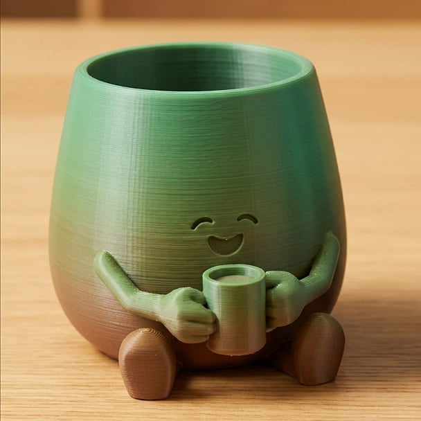 HAPPY FACE COFFEE CUP PLANTER POT 3d model