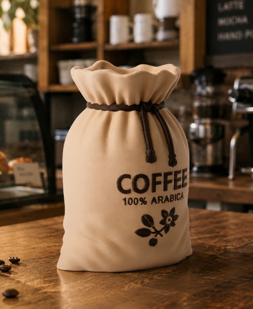 Arabica Coffee Sack Vase - Rustic Decor for Coffee 3d model