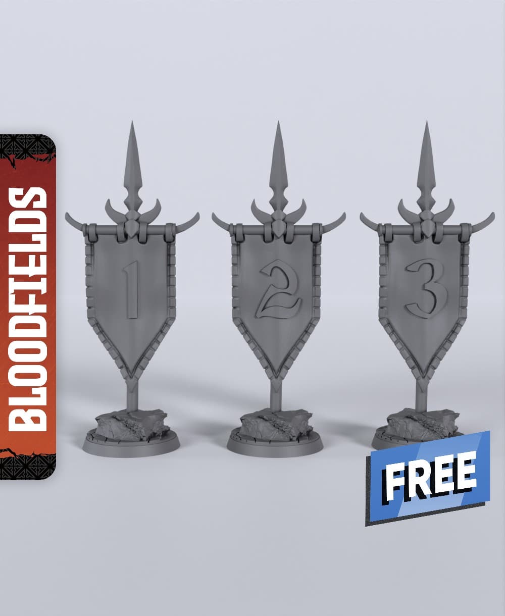 Objective Flags - With Free Dragon - 5e DnD Inspired for RPG and Wargamers 3d model