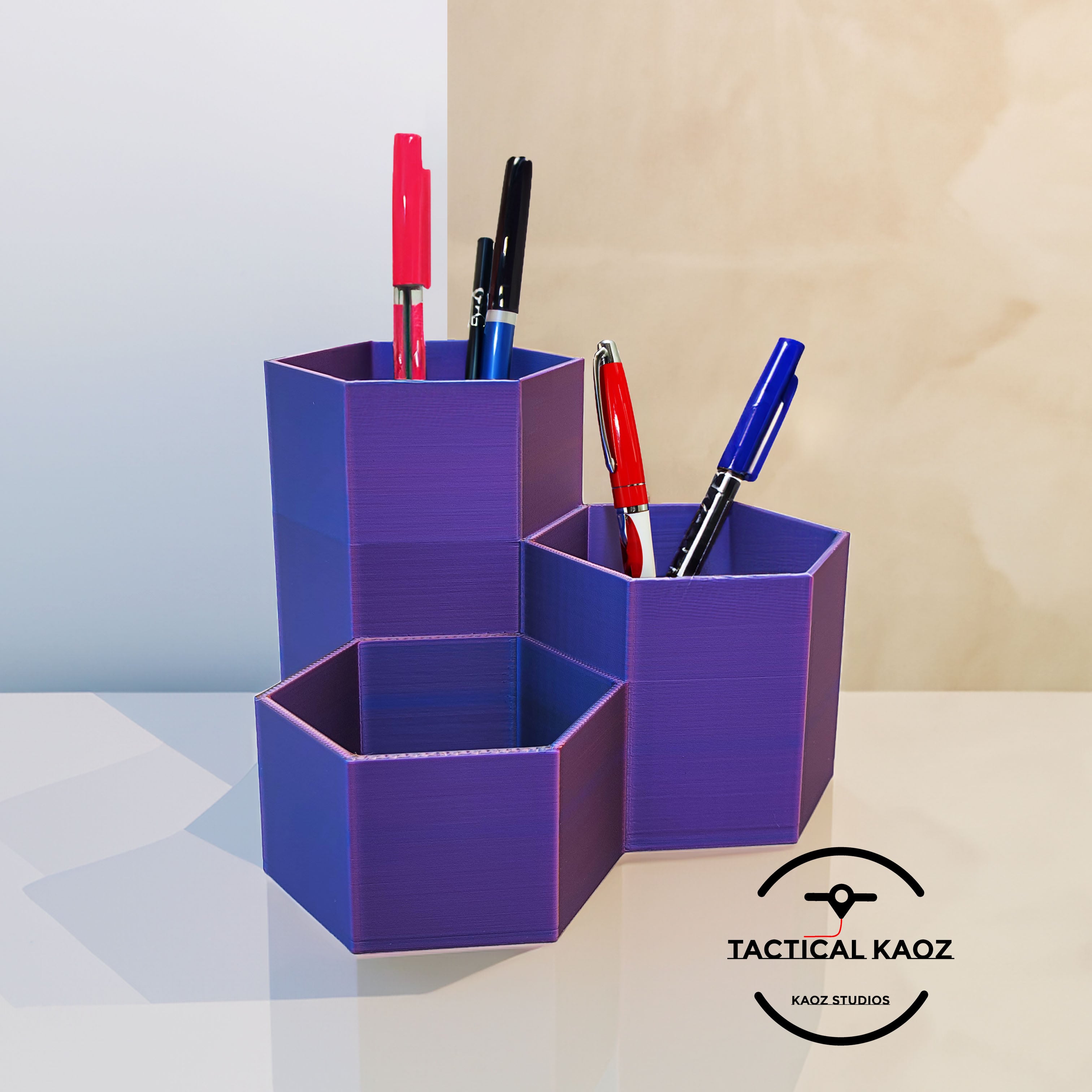 Hexagonal Pen Holder Trio 3d model