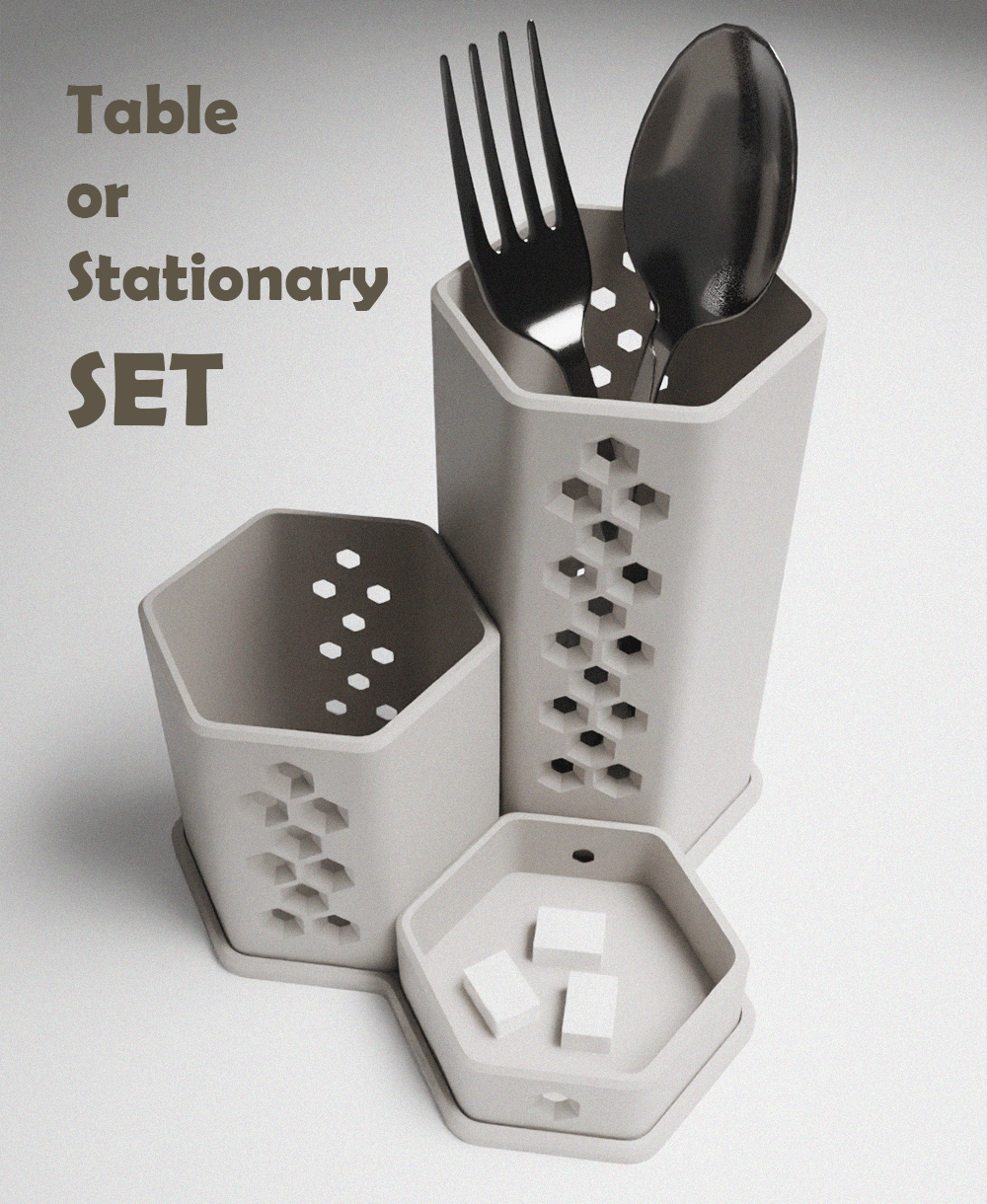 Modular Stationary or Table Set of 3 3d model