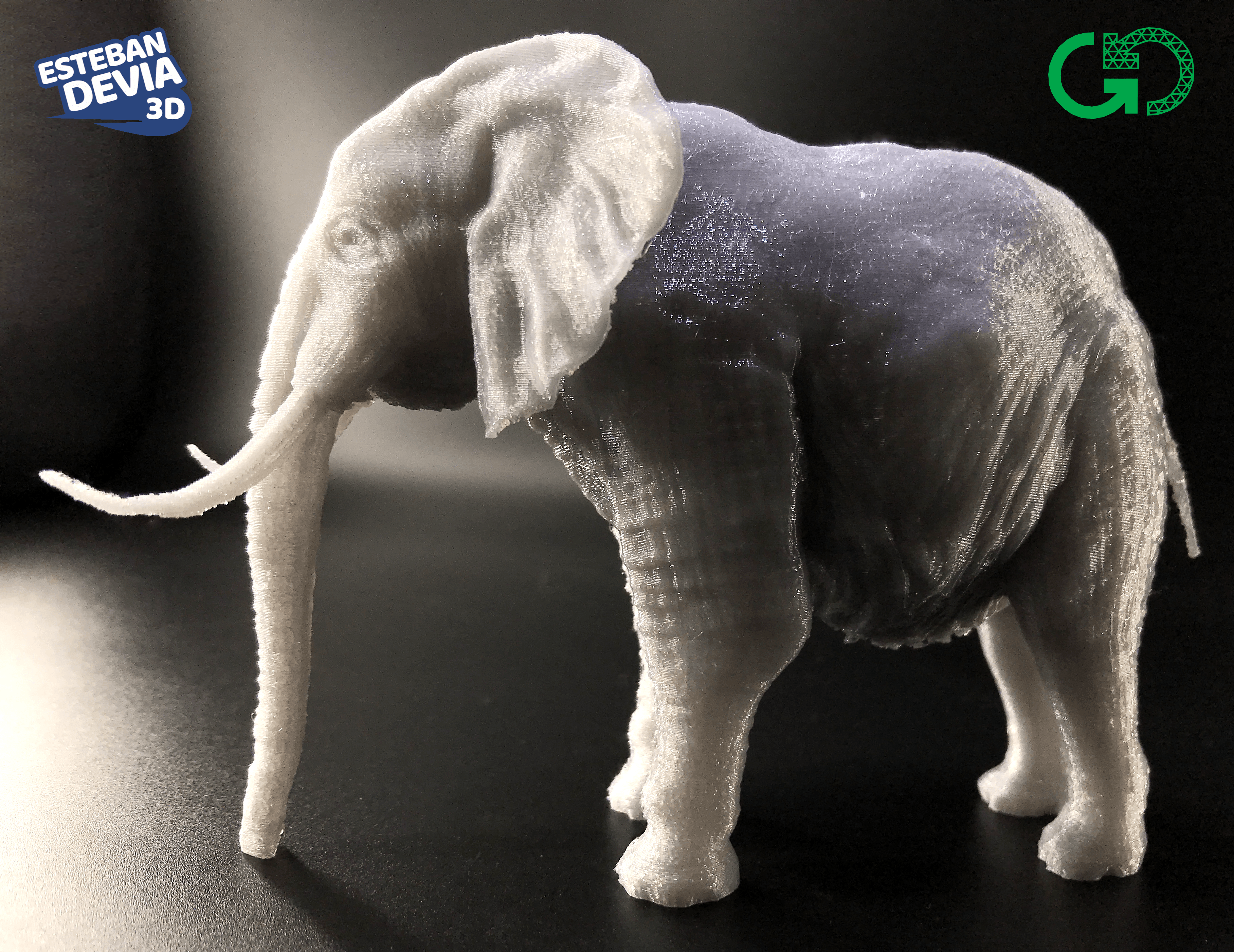 Elephant With Its Trunk Down - Elephant print with trunk down, side view - 3d model