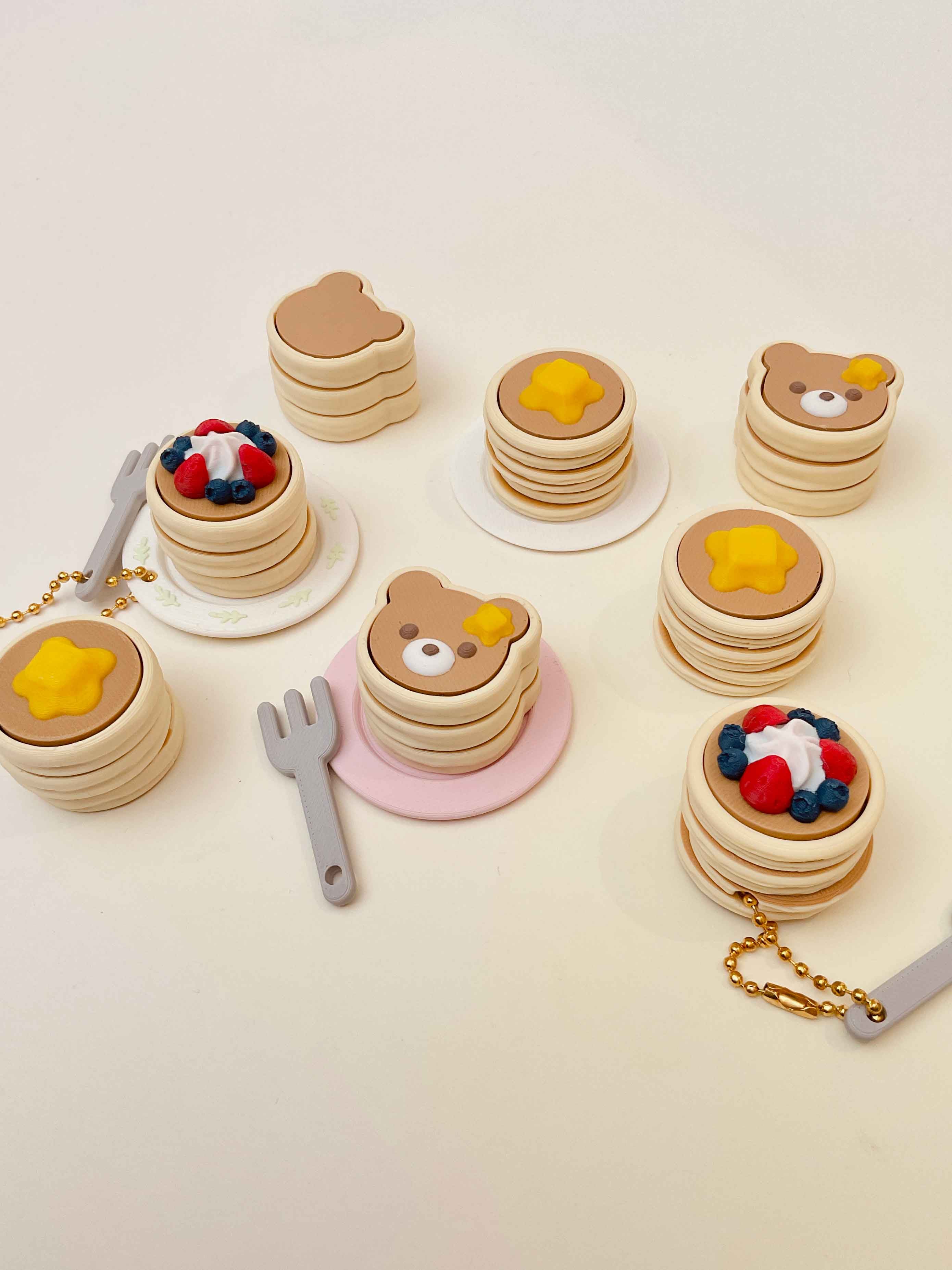 Pancakes Clicker Keychain Fidget Toy Bundle 3d model