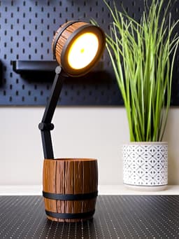 Wood Barrel Desk Lamp 3d model