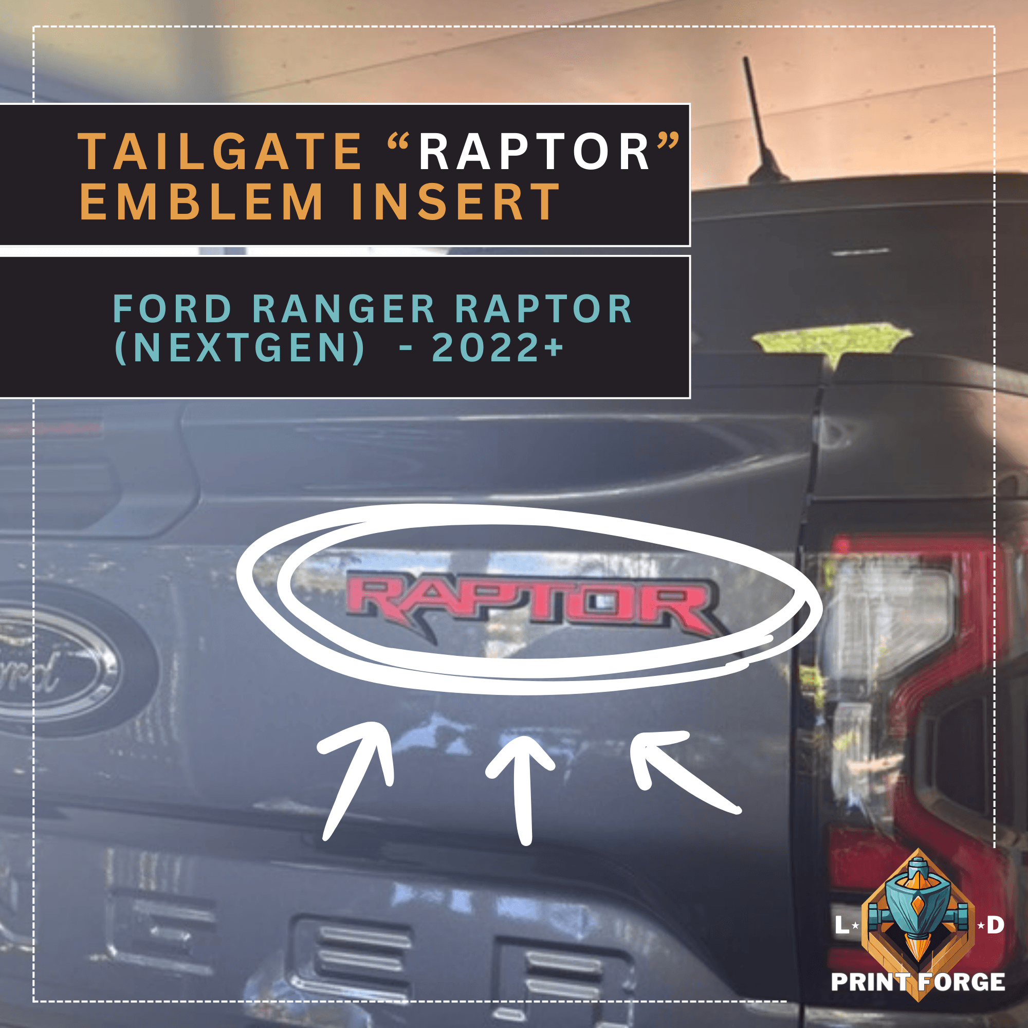 NextGen Ranger Raptor Tailgate Emblem Inserts 3d model