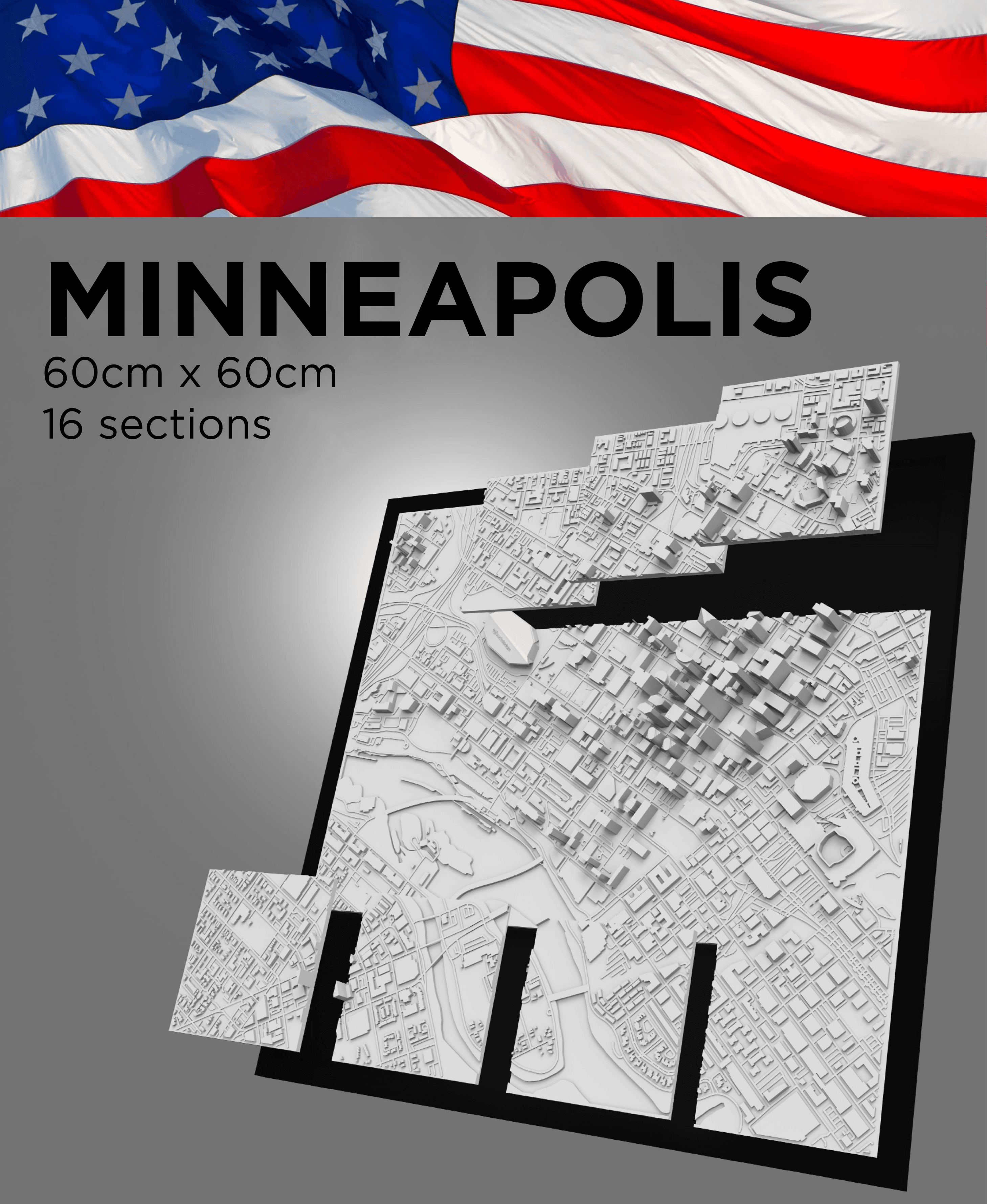 MINNEAPOLIS, Skyline 3d map 3d model