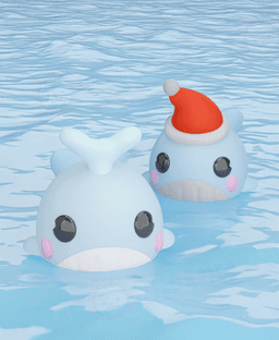 Flexi Whale Xmas Keychain (Single Color) 3d model