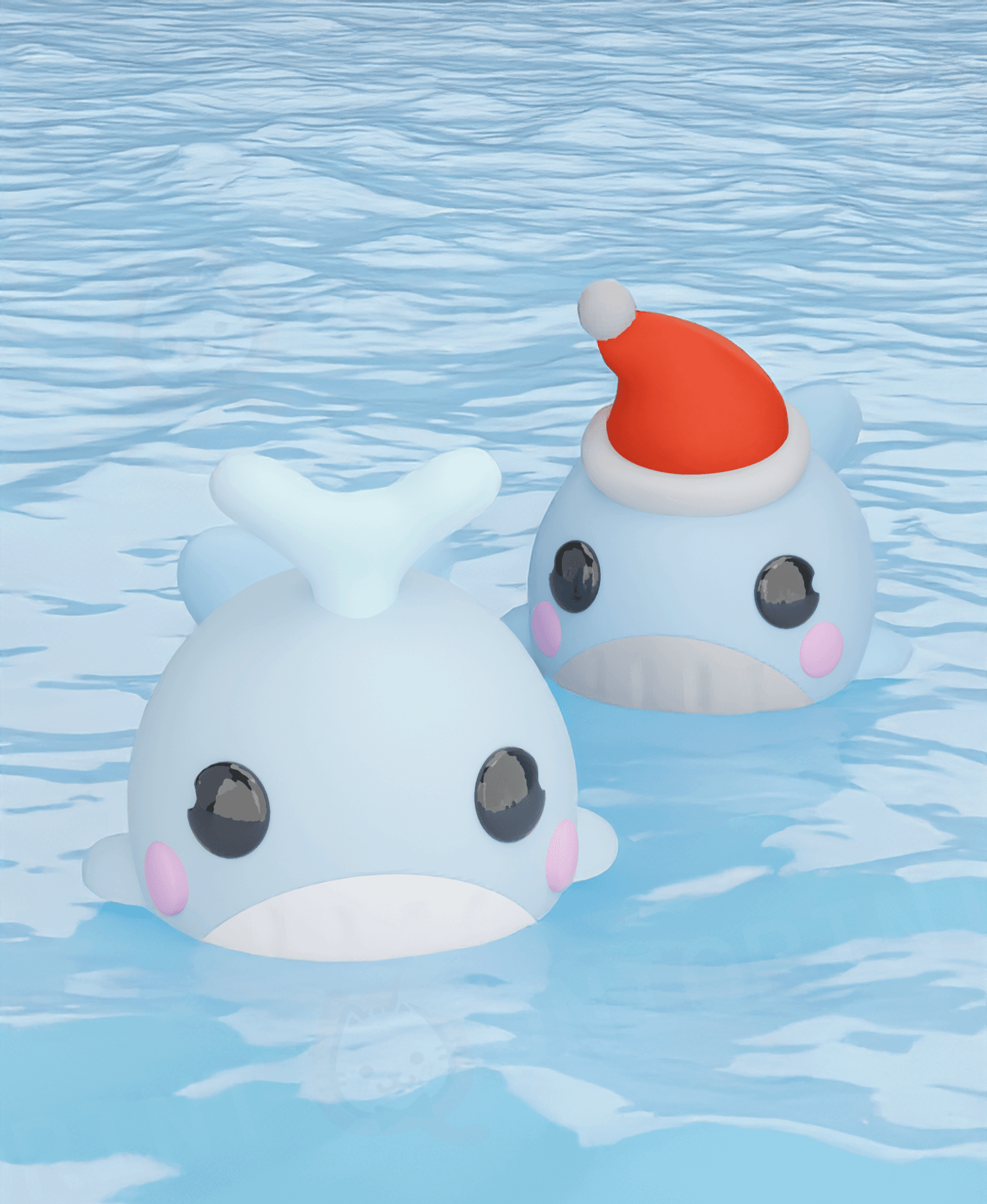 Flexi Whale Xmas Keychain (Single Color) 3d model