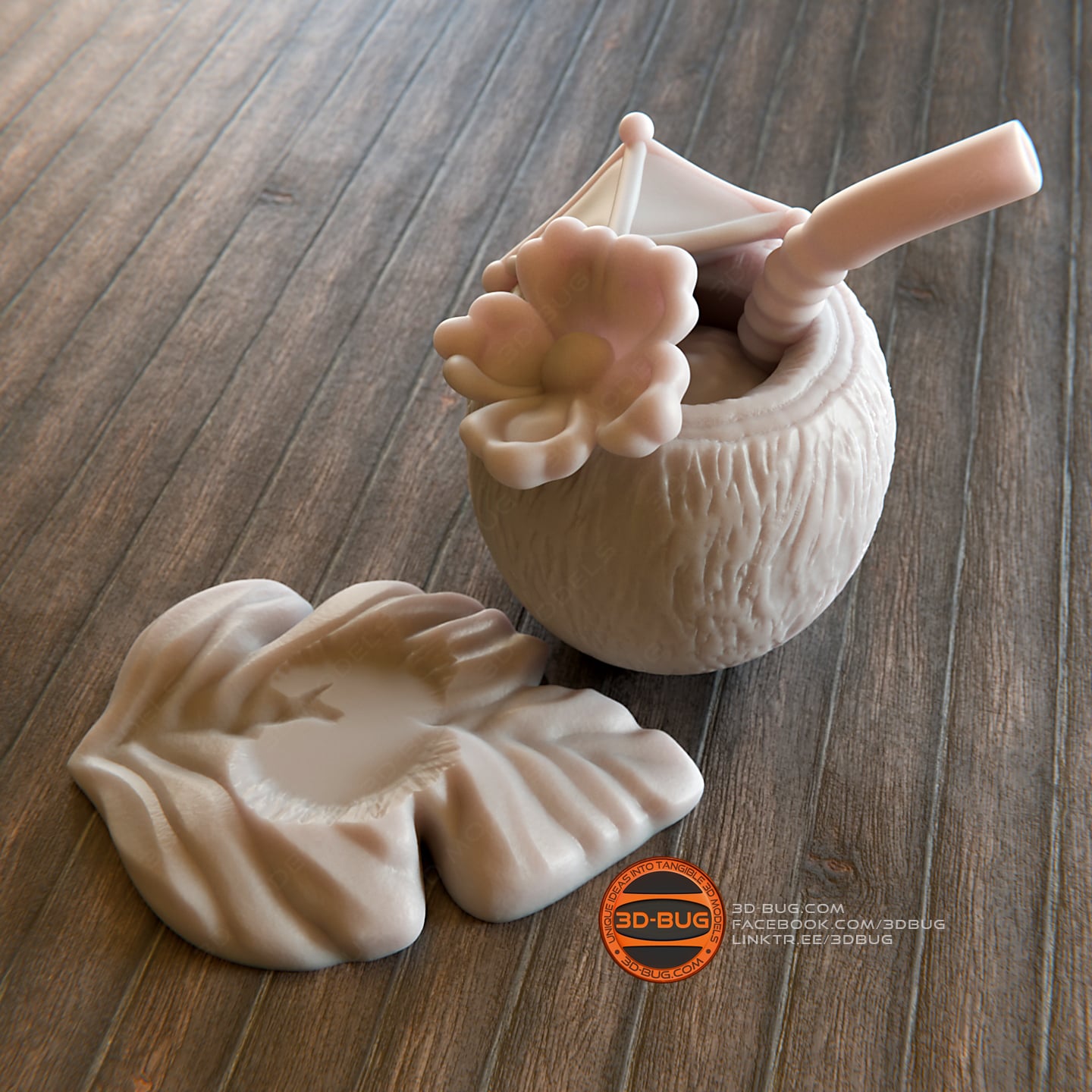 Coconut cocktail decor 3d model