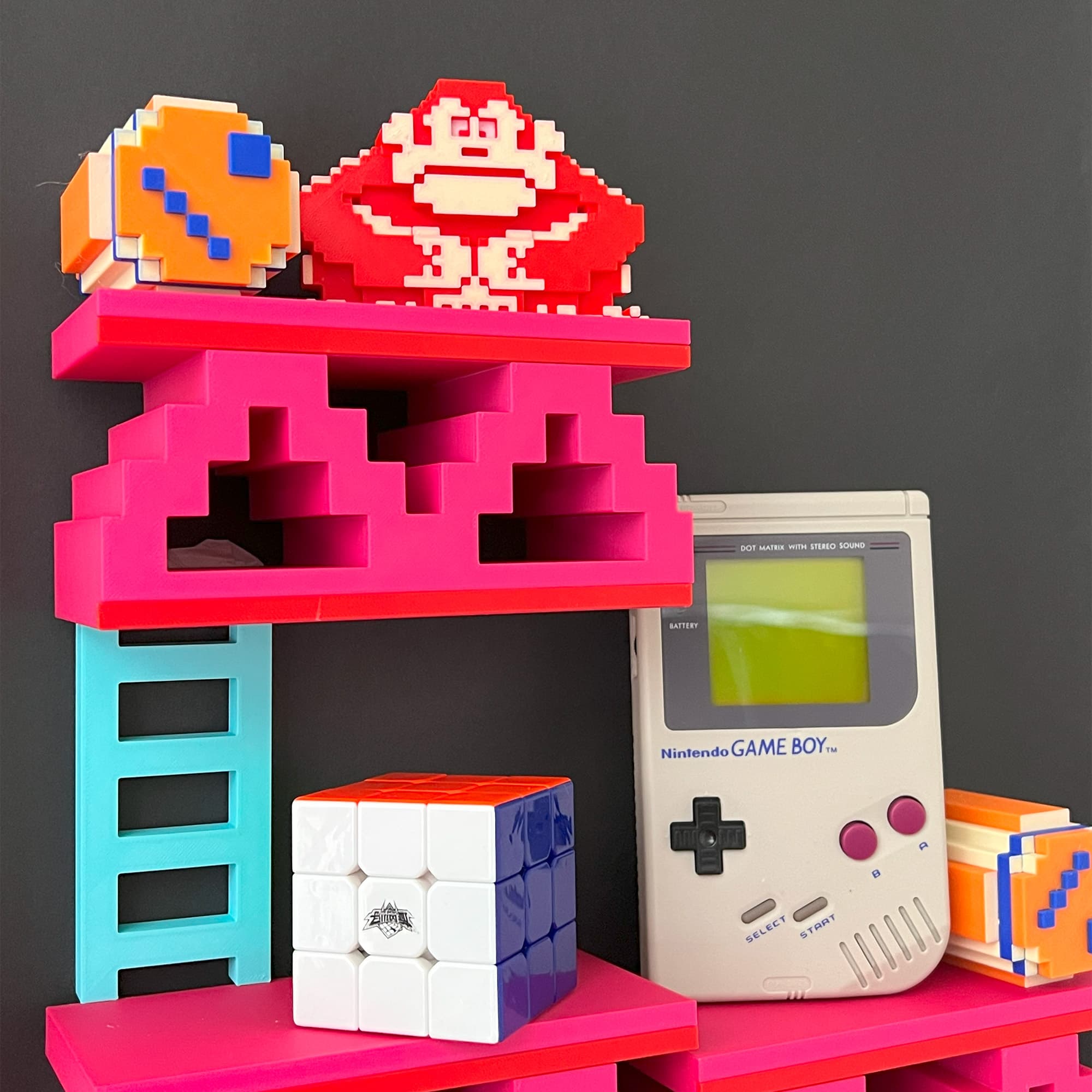 DONKEY KONG SHELVES + INCLUDES BARRELS, LADDER & DK 3d model