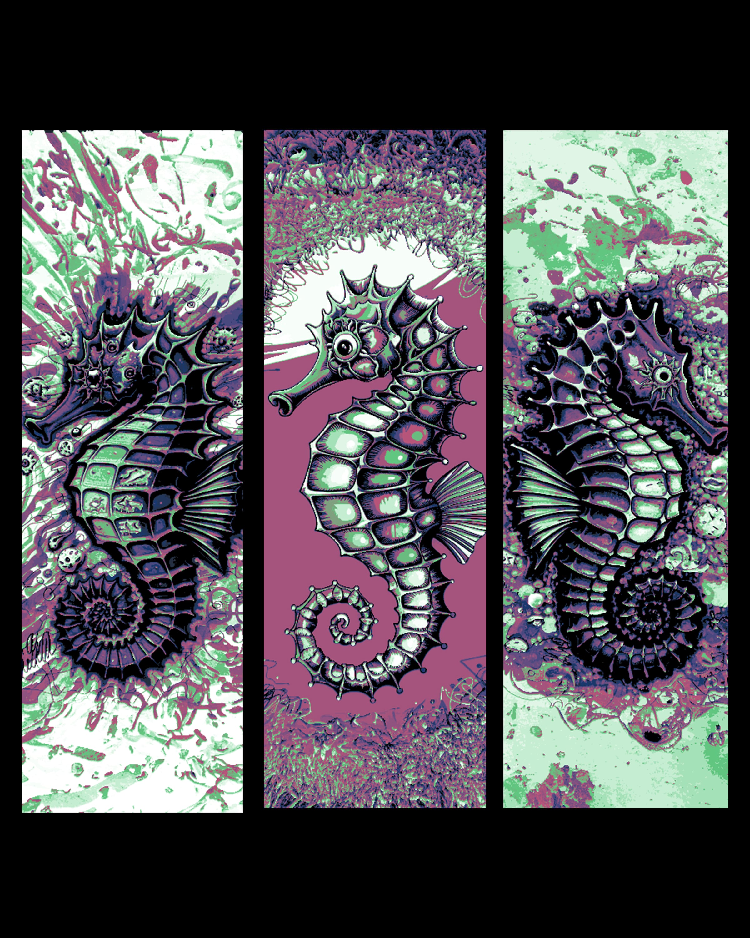 Funky Seahorses - Set of Bookmarks 3d model