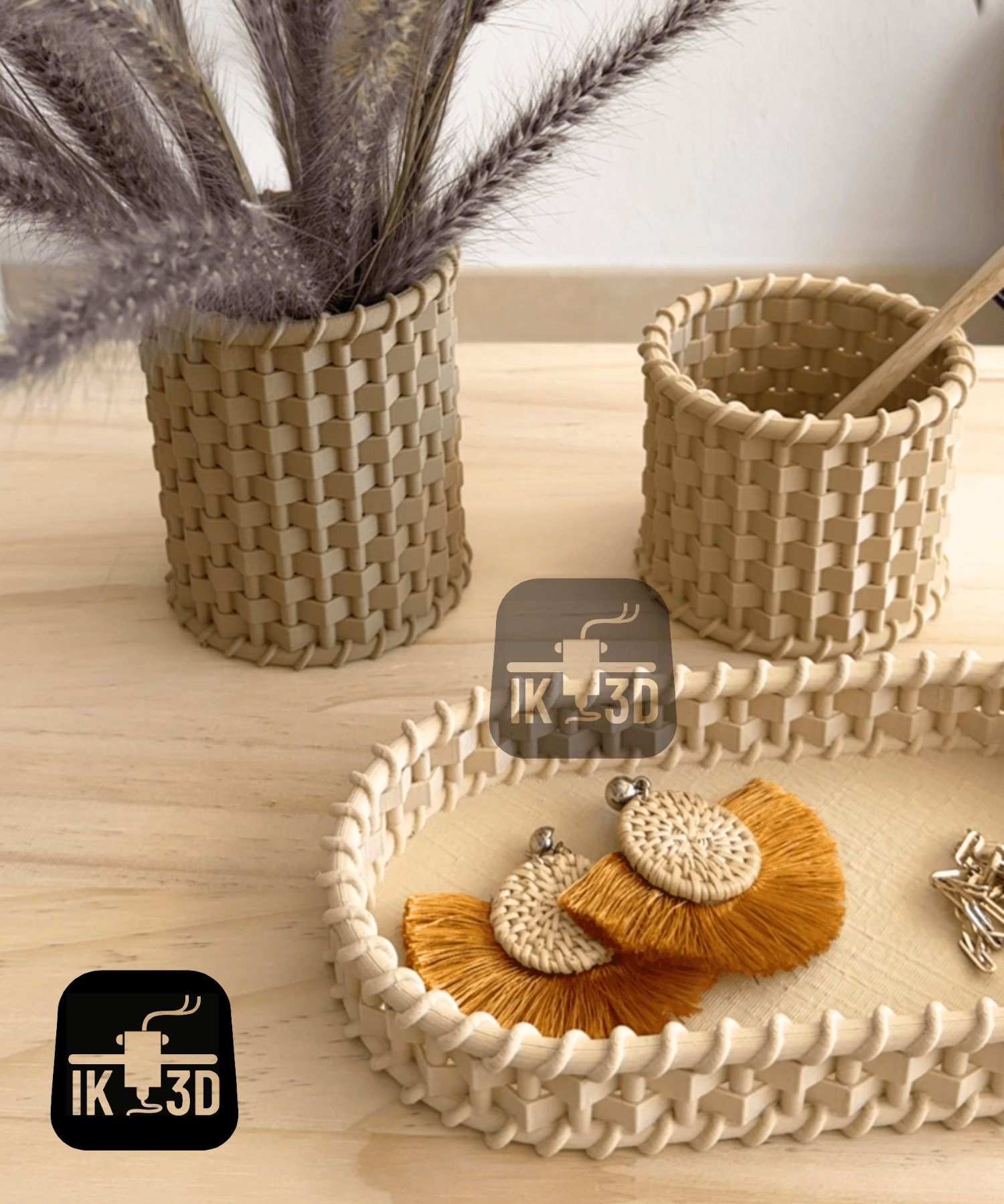 Wicker Container Set / No Supports 3d model