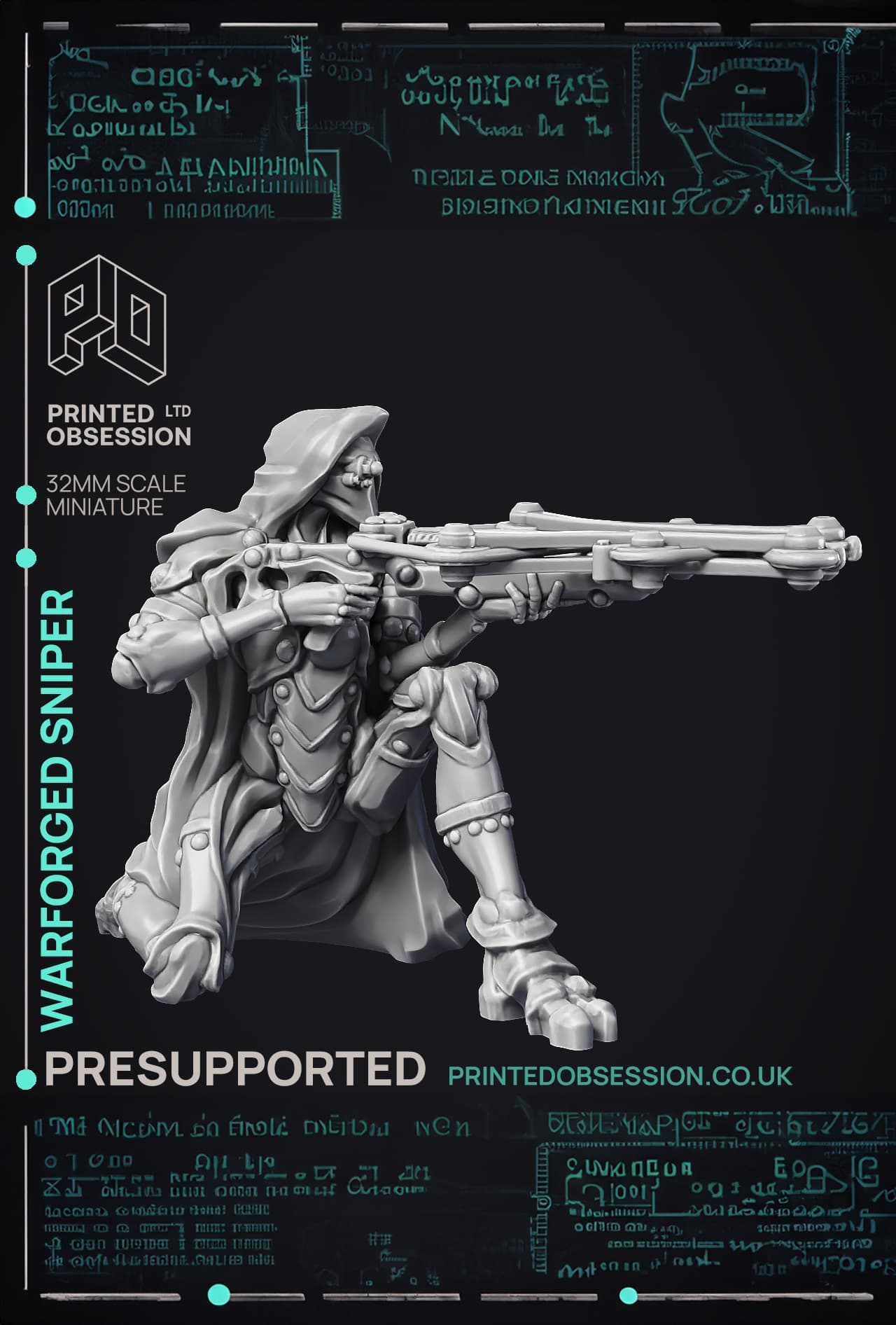 Sniper Warforged - Assassin Clan - PRESUPPORTED - 32 mm scale 3d model