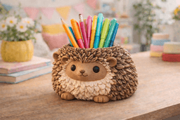 Fluffy Hedgehog Pen Holder / Planter STL 3d model