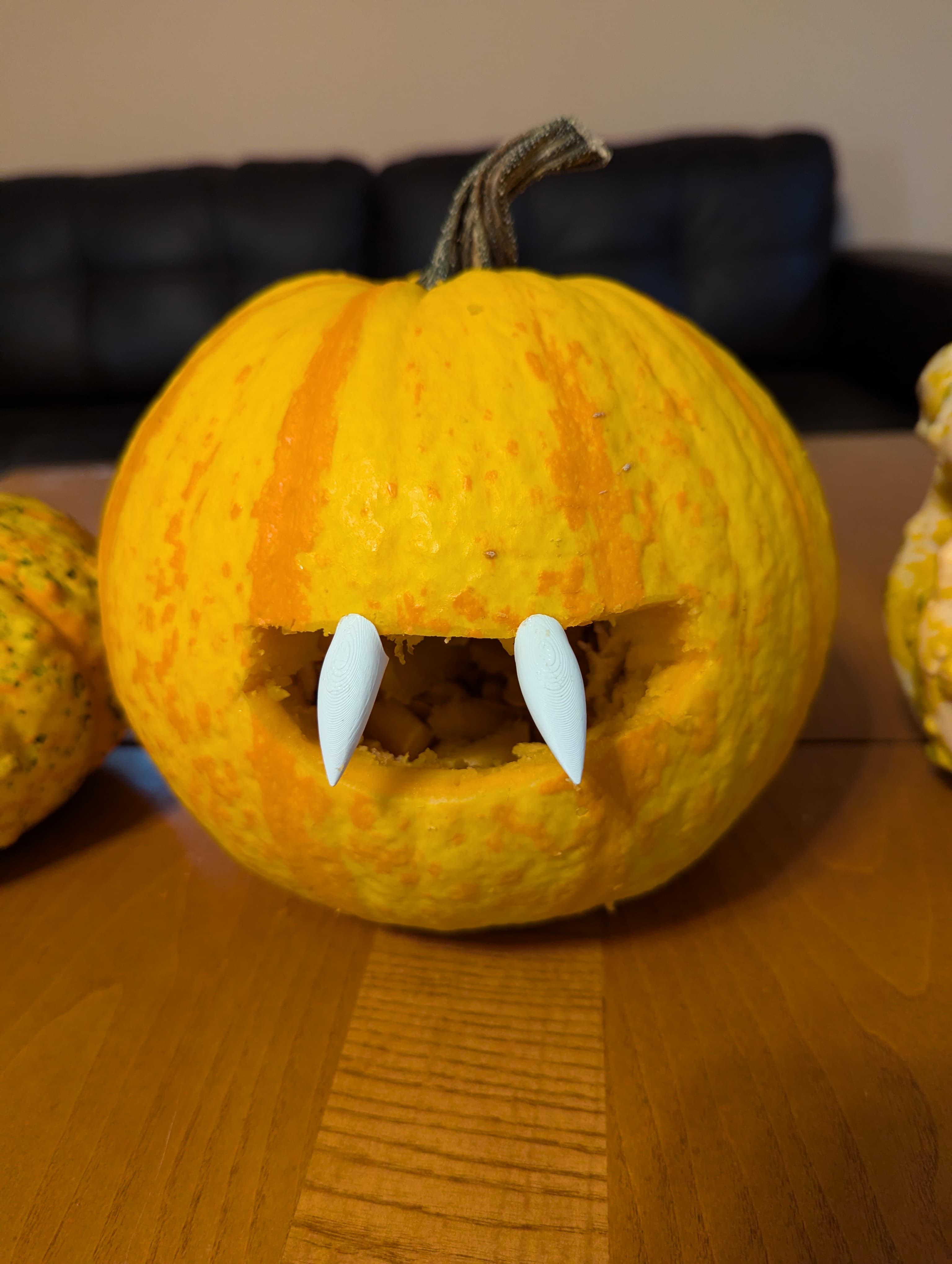 Can not decide which set I like better....off to carve more gourds with the kids! What a fun addition, now we just need some googley eyes!