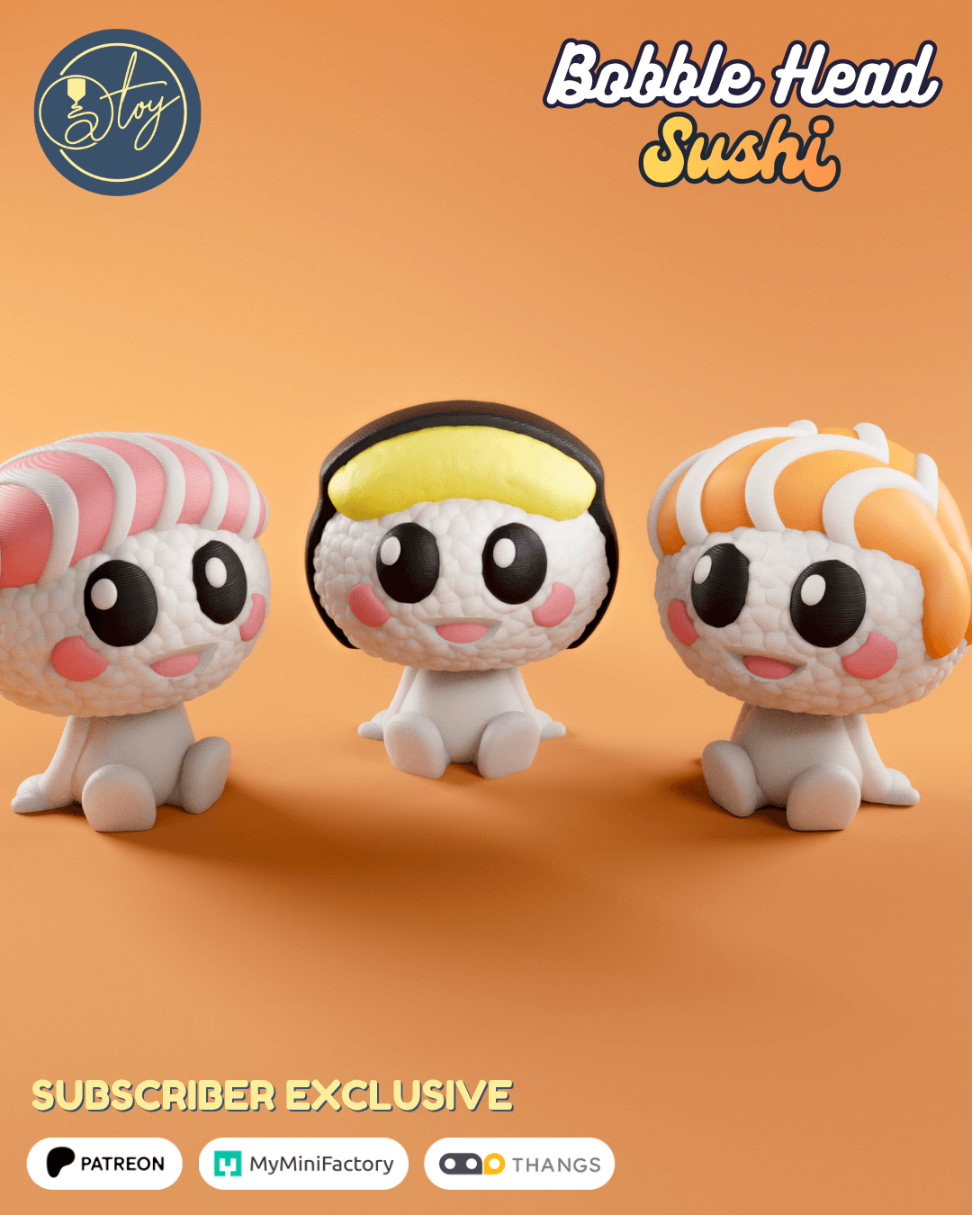 WOBBLY HEAD SUSHI SET 3d model