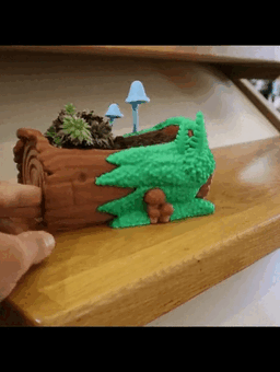 Stylised Moss Tree Log planter 3d model