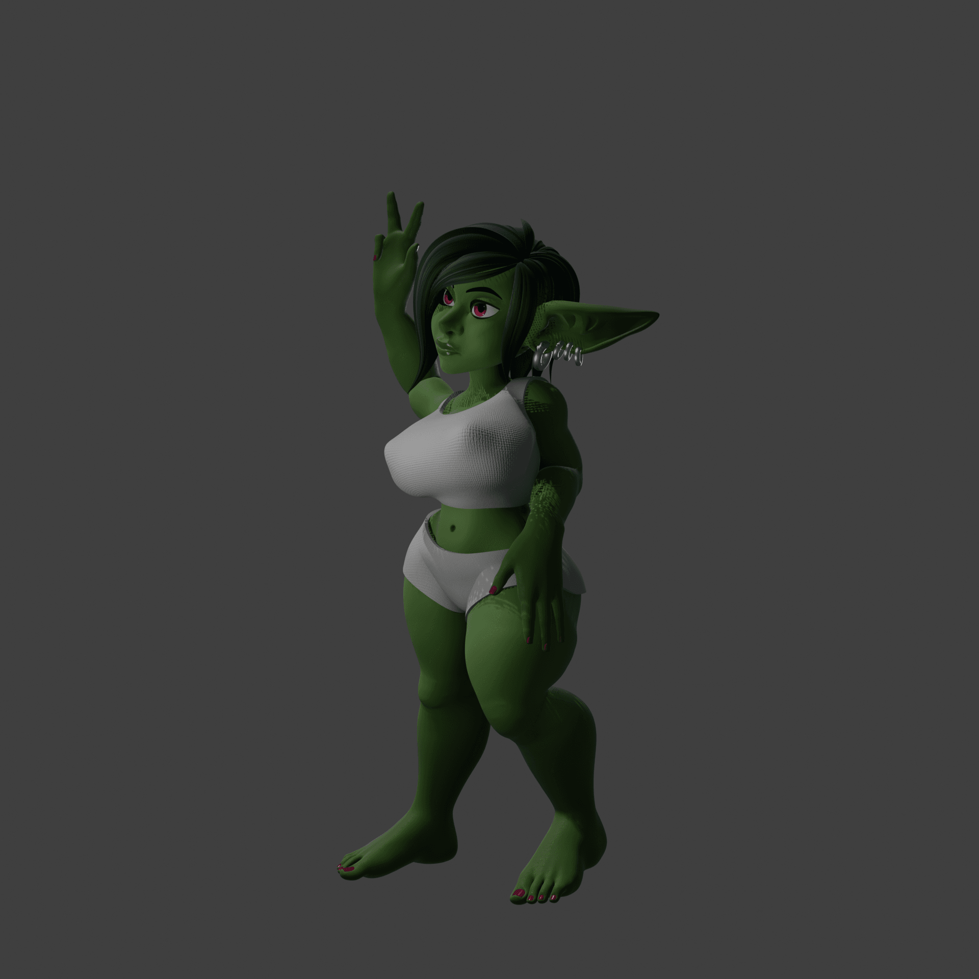 Cute Goblin Girl v2.0 3d model