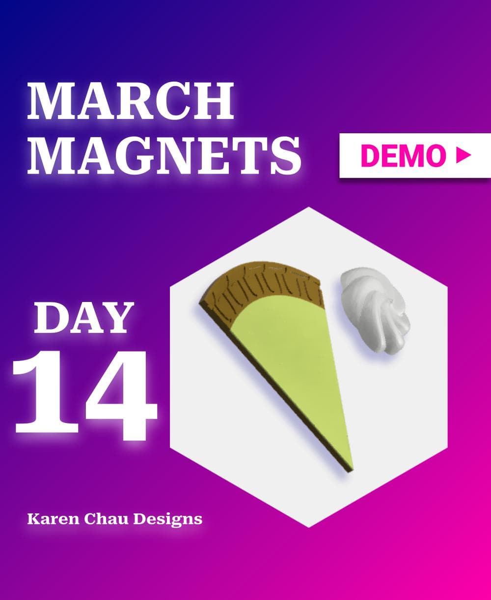 March Magnets - Day 14 #marchmagnets | Stackable 1/6 pie slice with whipped cream dollop 3d model