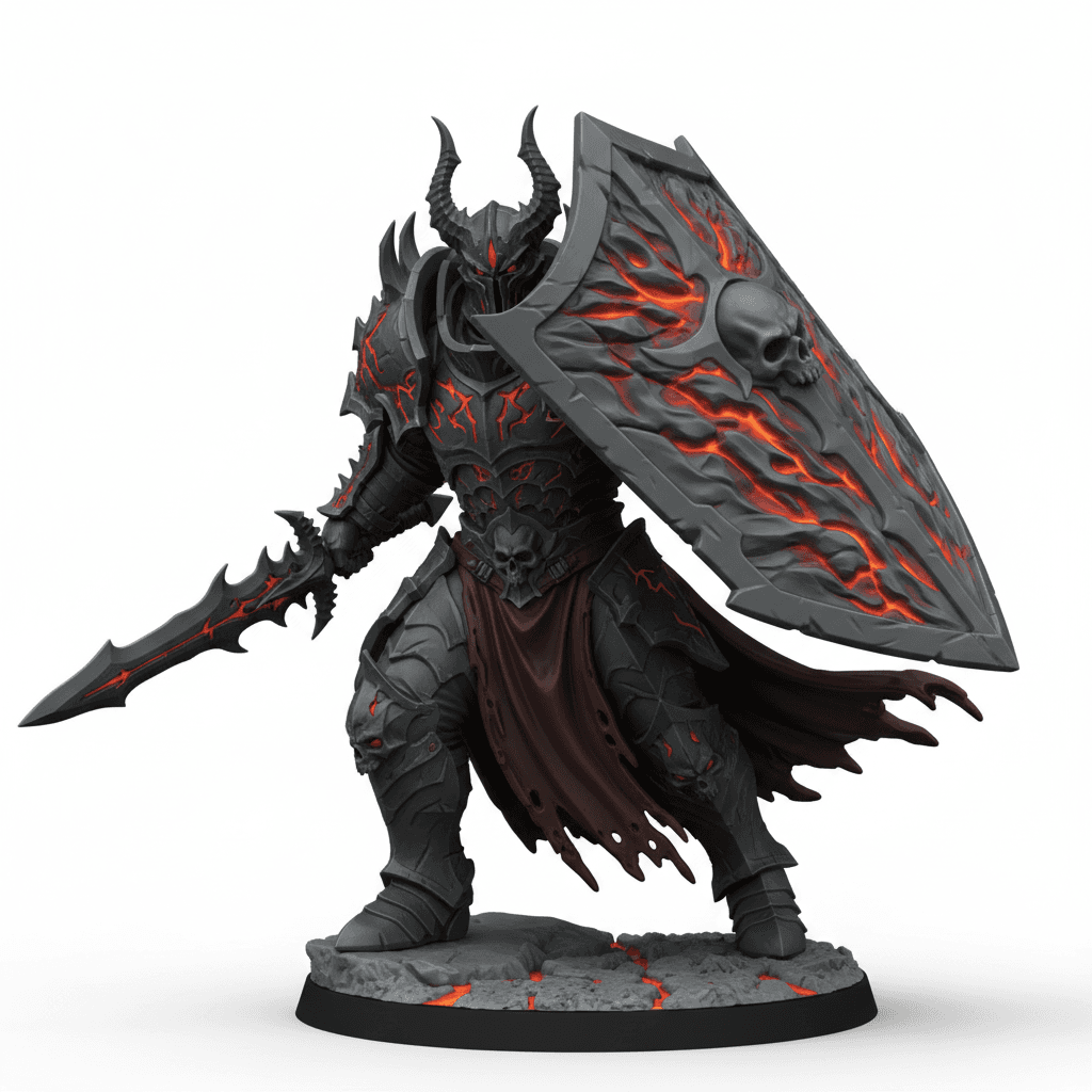 Infernal Crusader Molten Shield Detailed STL Download 3d model