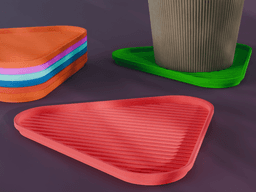 Stackable Striped Triangle Coaster Set 3D Print STL File | 3 Sizes 3d model