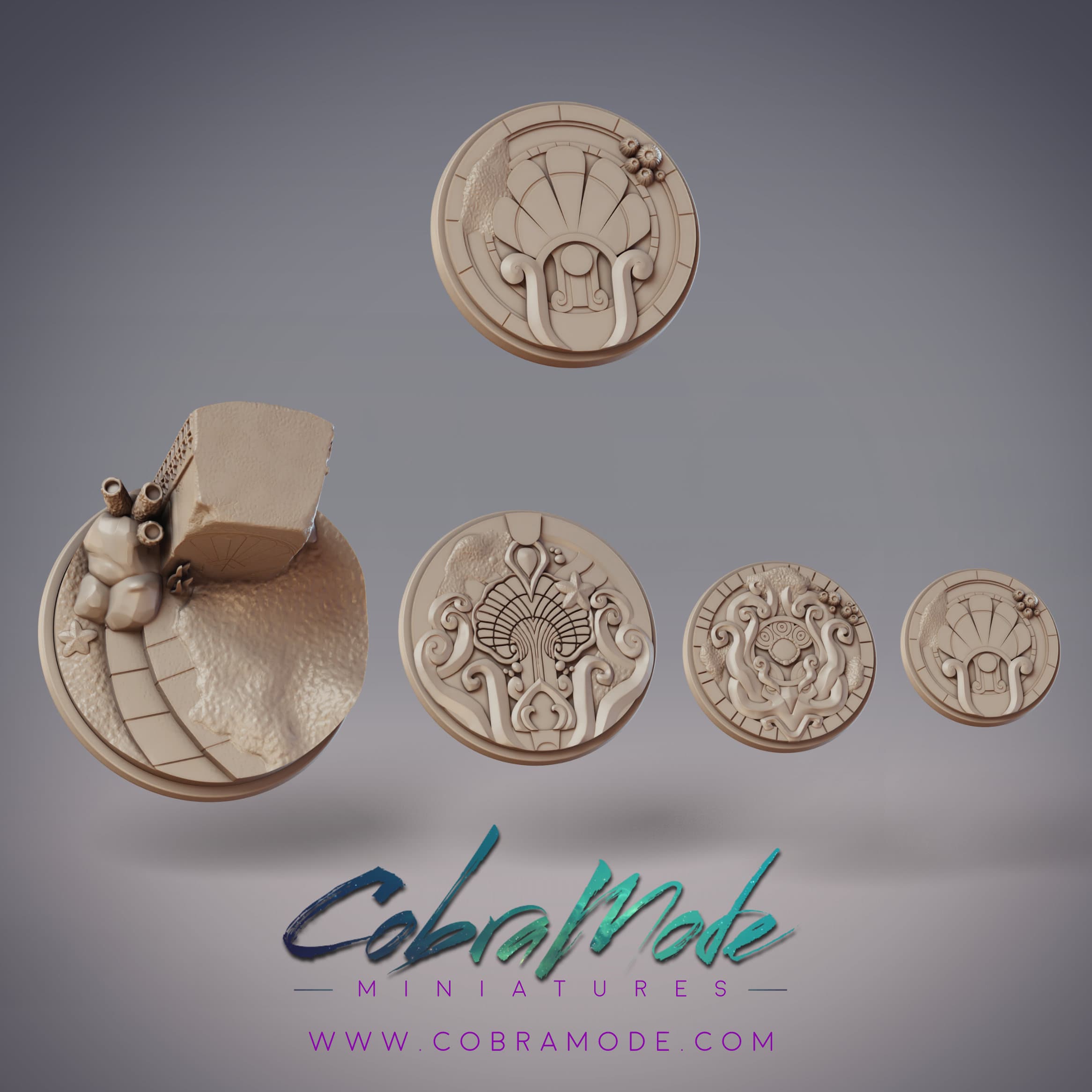 Undersea Emblem Base Pack (4pcs) 3d model