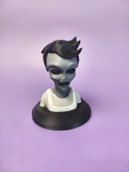 Grey Alien Burger Chef Bust 3d model