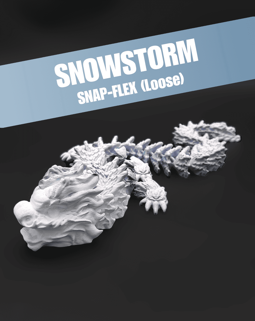 Snowstorm, Winter Dragon - Articulated Dragon Snap-Flex Fidget (Loose Joints) 3d model