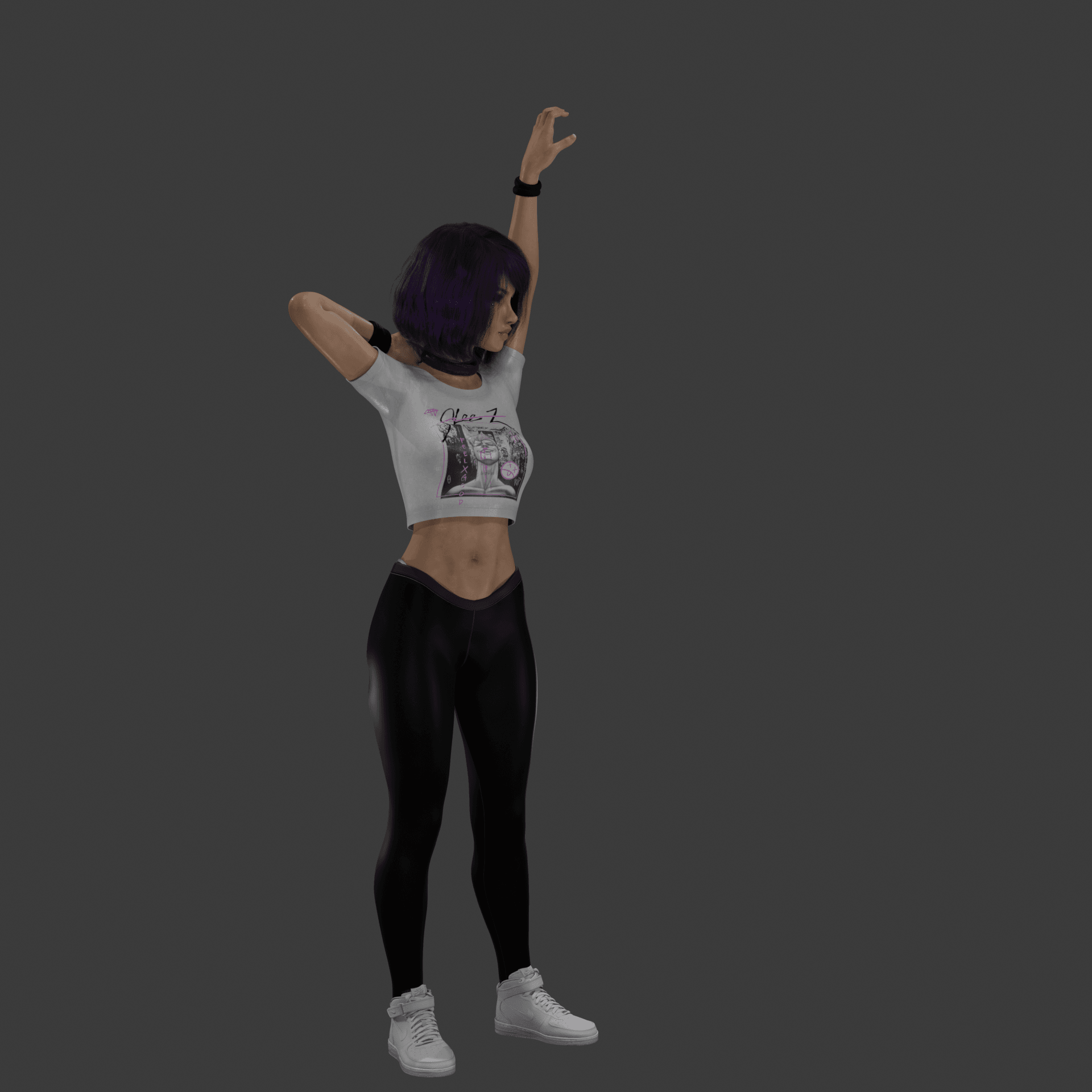 Cute Woman Stretching v2 3d model