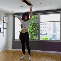Cute Woman Stretching v2 3d model