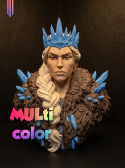 Ice Queen Bust 3MF | Fantasy Multi-Color | Crystal Crown 3d model