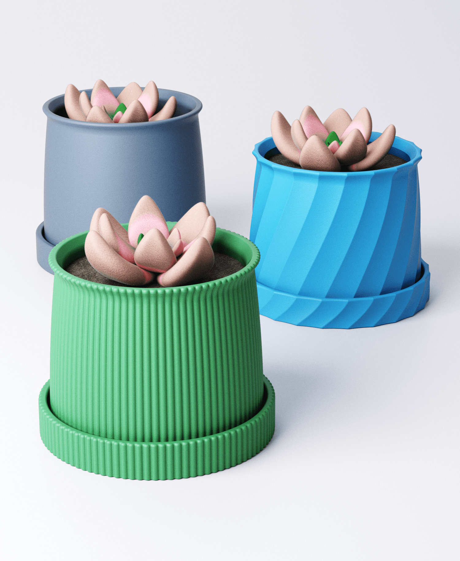 Small Curved Planter with Drip Tray 3d model