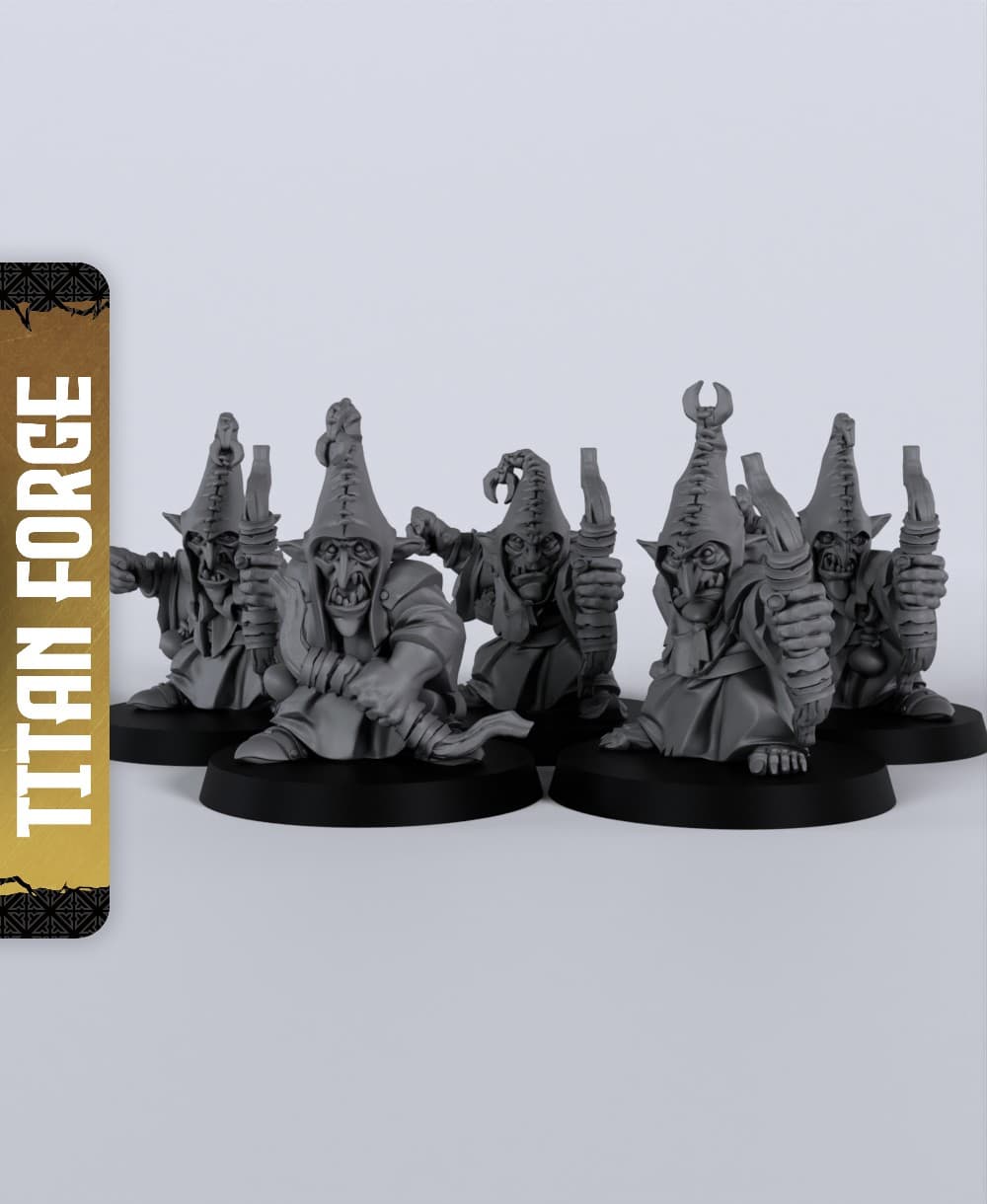 Dusk Goblin Archers - With Free Dragon - 5e DnD Inspired for RPG and Wargamers 3d model