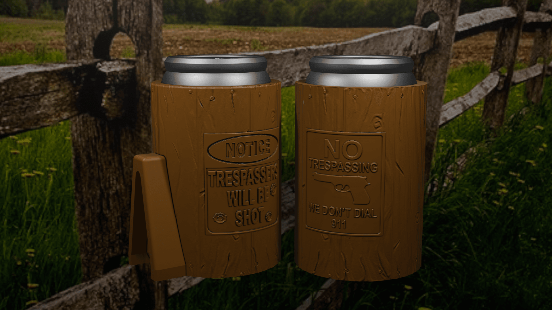 Fence Post Sign Beer Can Holders - Set 1 3d model
