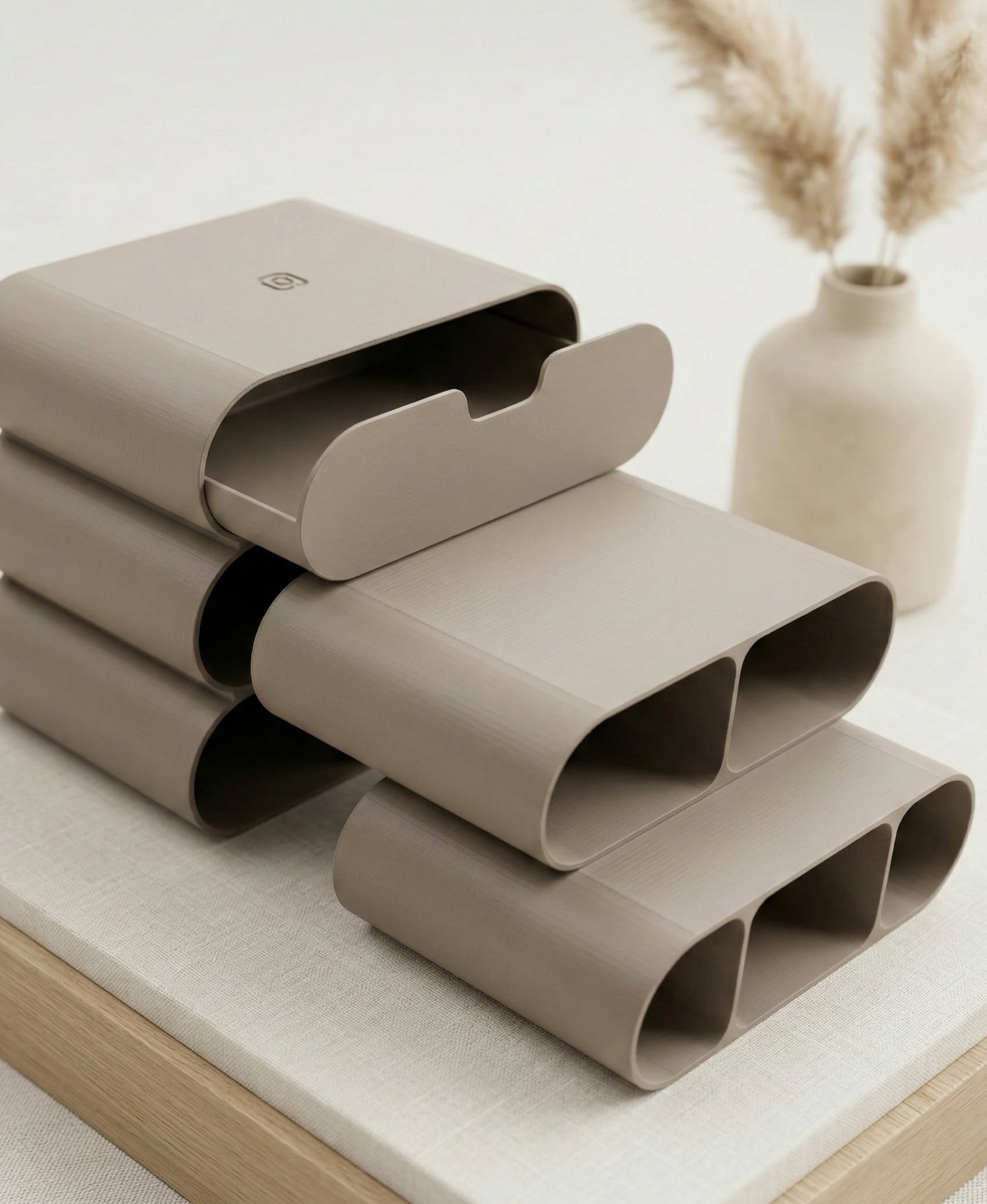 Curved Stackable Desk Organizer 3d model