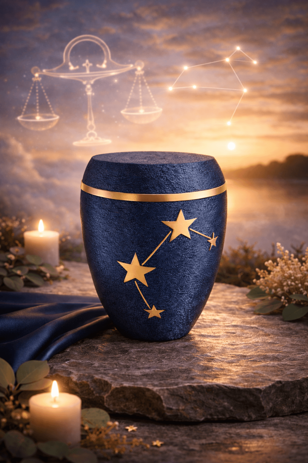 Stellaris Libra Edition – Designer Urn with Libra Zodiac Symbol for Humans & Pets 3d model