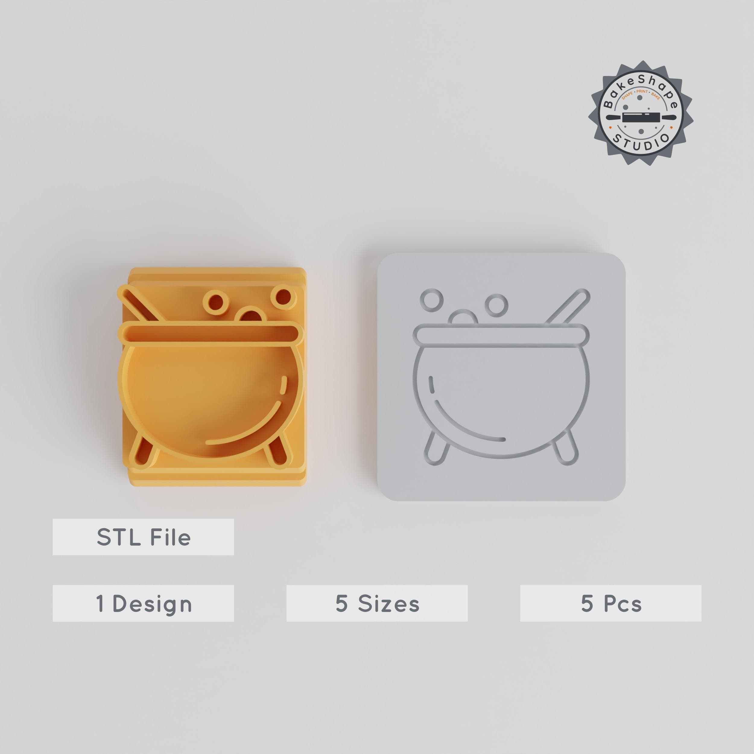 Cauldron Stamp Tile Set, 5 Motif Sizes, Perfect for Clay & Cookies, Halloween Theme, Magic Pot, Spooky Craft Tool PRODUCT_4005 3d model