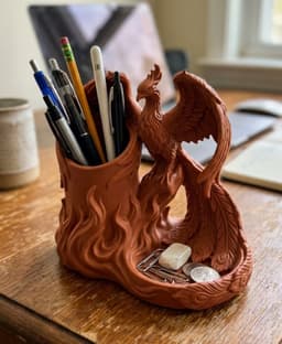 Phoenix Rebirth Desk Organizer and Catchall 3d model
