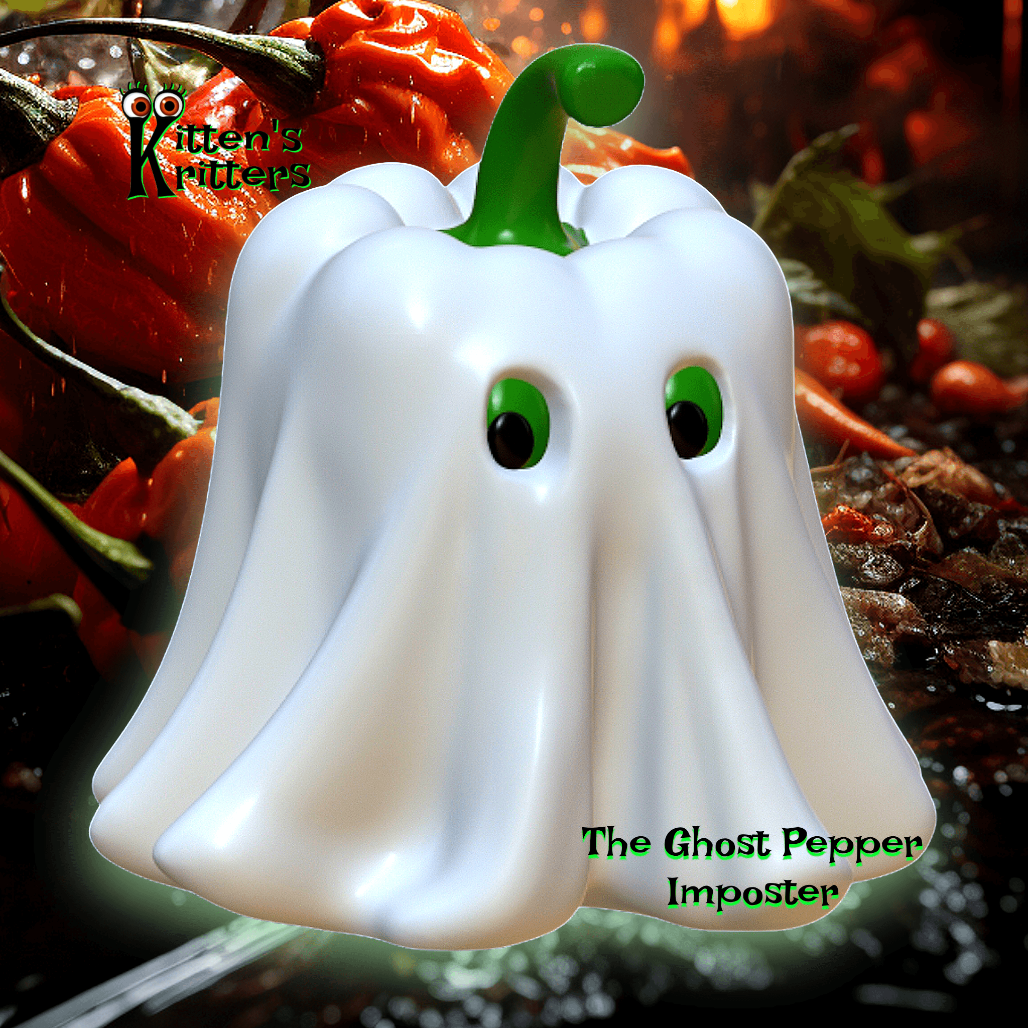 ghost pepper imposter bell pepper figurine 3d model