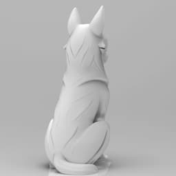 Mystical wolf minimalist sculpture 3d model