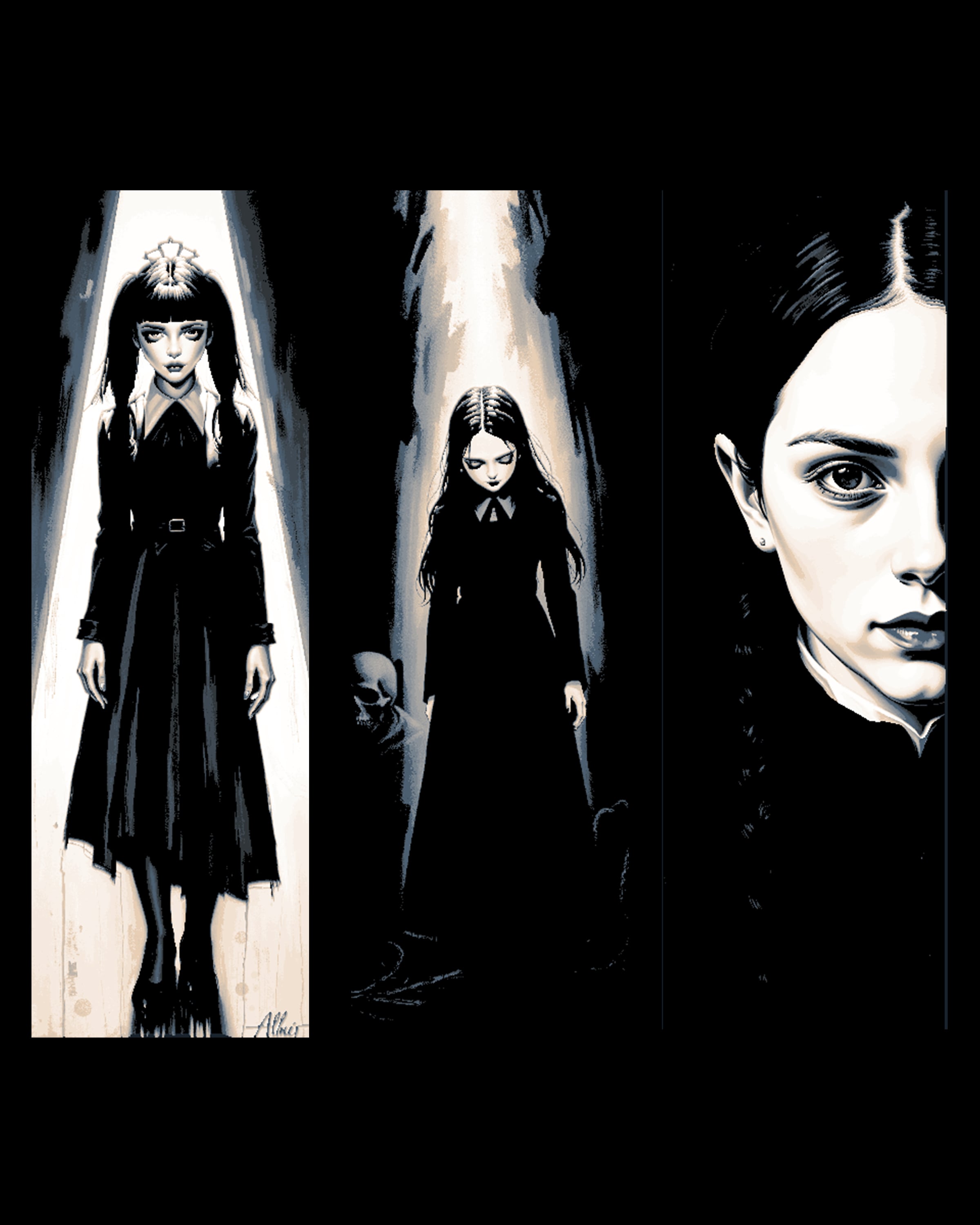 Fanart depictions of the character Wednesday Addams - Set of Bookmarks 3d model
