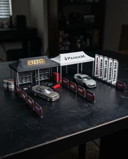 Tokyo Pit Stop Set 1/64 Scale JDM Modular Diorama Kit Garage Tent Barrier STL 3d model