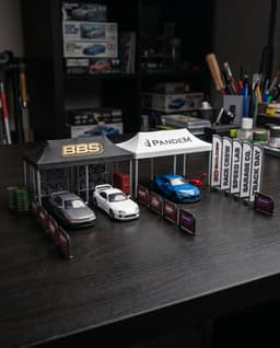 Tokyo Pit Stop Set 1/64 Scale JDM Modular Diorama Kit Garage Tent Barrier STL 3d model