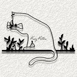 line kitty cat wall art 3d model